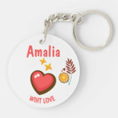 Klaslokaal Valentijnsdag Boho Donuts en Flowers Sleutelhanger (Achterkant)