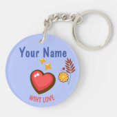 Klaslokaal Valentijnsdag Boho Donuts en Flowers Sleutelhanger (Achterkant)