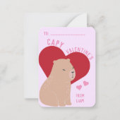 Klaslokaal Valentijnsdag Capybara Capy Notitiekaartje (Voorkant)