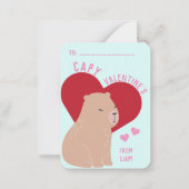 Klaslokaal Valentijnsdag Capybara Capy Notitiekaartje (Voorkant)