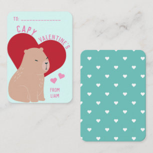 Klaslokaal Valentijnsdag Capybara Capy Notitiekaartje