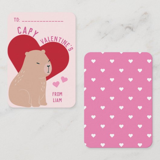 Klaslokaal Valentijnsdag Capybara Capy Notitiekaartje (Voorkant / Achterkant)