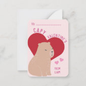 Klaslokaal Valentijnsdag Capybara Capy Notitiekaartje (Voorkant)