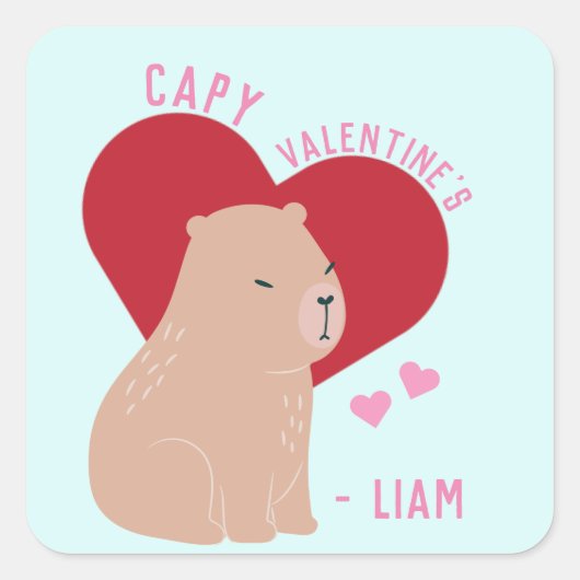 Klaslokaal Valentijnsdag Capybara Stickers (Voorkant)