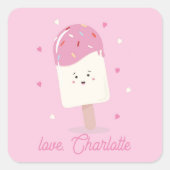 Klaslokaal Valentijnsdag Cool Popsicle Vierkante Sticker (Voorkant)