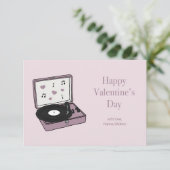 Klaslokaal Valentijnse  Record Player Fotokaart Bedankkaart (Staand voorkant)