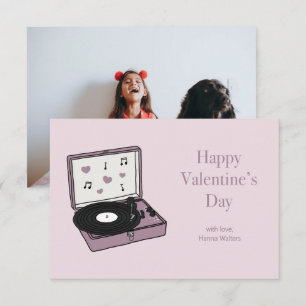 Klaslokaal Valentijnse  Record Player Fotokaart Bedankkaart