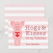 Klaslokaal Valentijnse  voor Kids Pig Hog en Kisse Feestdagenkaart (Voorkant / Achterkant)