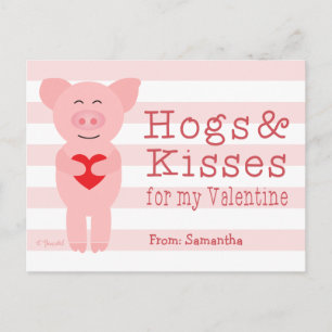 Klaslokaal Valentijnse  voor Kids Pig Hog en Kisse Feestdagenkaart