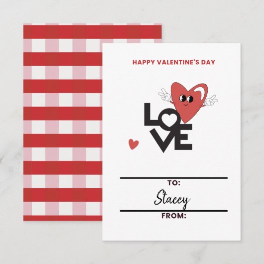 Klaslokaal Valentijnskaart Rode Hart (Voorkant / Achterkant)