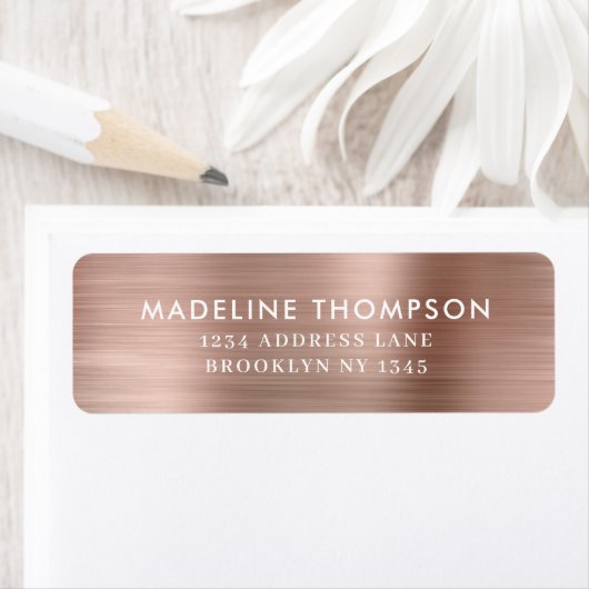 Klasminimalistisch geborsteld metalen Roos Gold Etiket (Insitu)