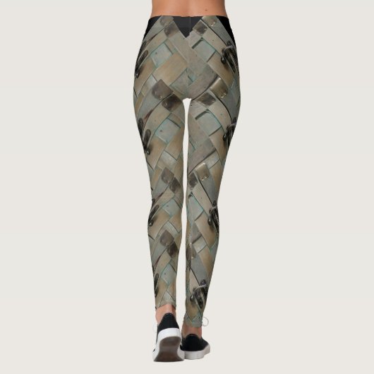 Klaspen op geweven hout (angled) leggings (Achterkant)