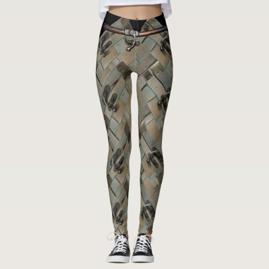 Klaspen op geweven hout (angled) leggings (Voorkant)
