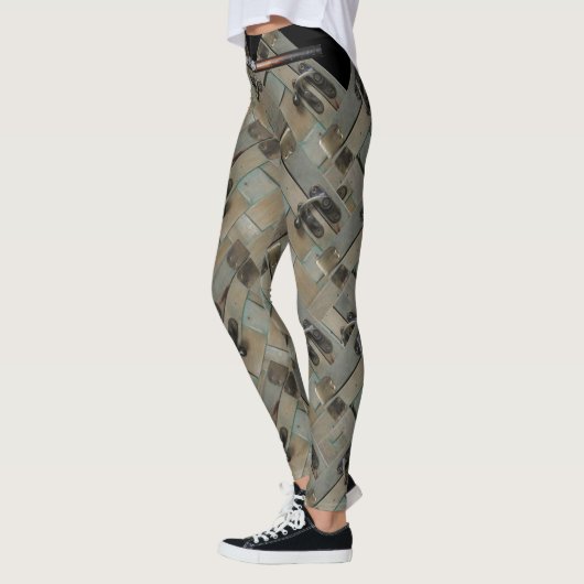 Klaspen op geweven hout (angled) leggings (Links)