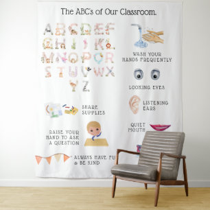 Klasregels voor onderwijs en leren wandkleed