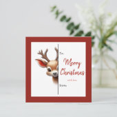 Klasreindeer kerstkaart voor kinderen (Staand voorkant)