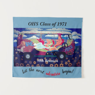 Klasreünie Fotohokje Achtergrond Hippie thema Wandkleed