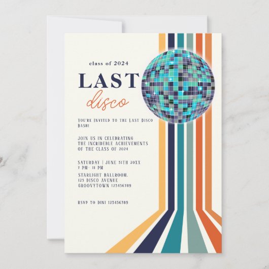 Klasse 0f 2024 Laatste Dans Retro Afstudeerfeest Kaart (Voorkant)