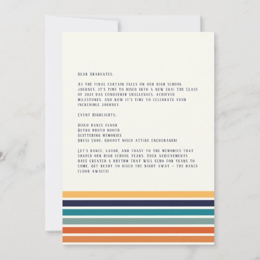 Klasse 0f 2024 Laatste Dans Retro Afstudeerfeest Kaart (Achterkant)