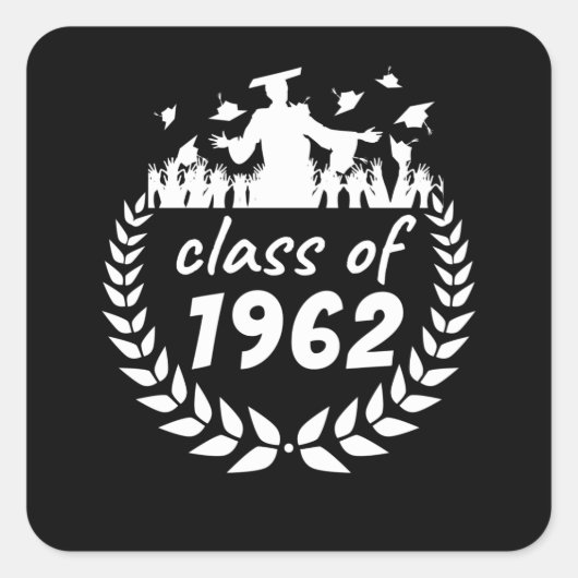 klasse 1962 afstuderen of reünie, per jaar vierkante sticker (Voorkant)
