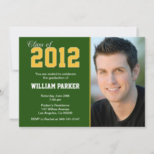 Klasse 2012 Graduation Invitation Green and Gold Kaart