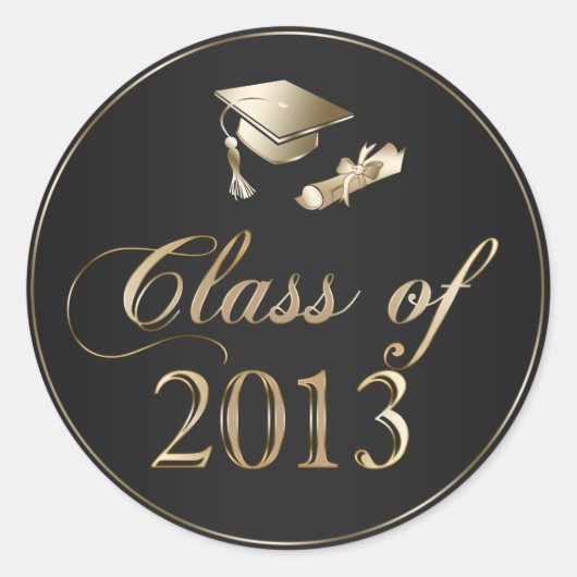 Klasse 2013 Graduation Cap & Diploma Seals Ronde Sticker (Voorkant)