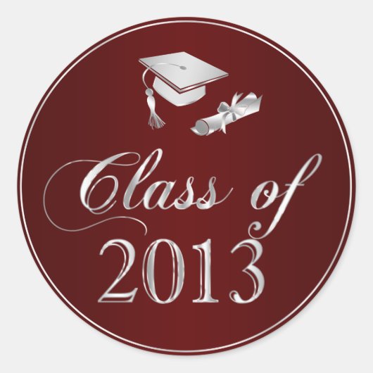 Klasse 2013 Graduation Cap & Diploma Seals Ronde Sticker (Voorkant)