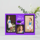 Klasse 2013 Paarse uitnodiging tot het Afstuderen (Staand voorkant)