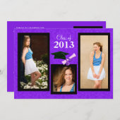 Klasse 2013 Paarse uitnodiging tot het Afstuderen (Voorkant / Achterkant)