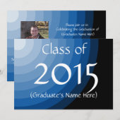 Klasse 2015 Blue Afstuderen Invites by Janz Kaart (Voorkant / Achterkant)