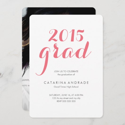 Klasse 2015 Foto Afstuderen High School Script Kaart (Voorkant / Achterkant)