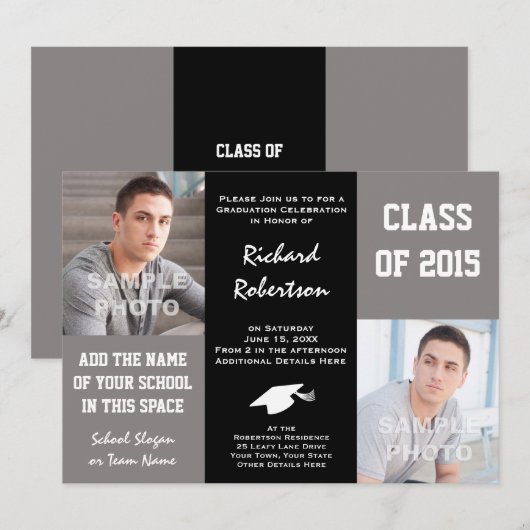 Klasse 2015 Uitnodigingen van de Jong Man Graduati (Voorkant / Achterkant)