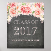 Klasse 2017 Afstudeerder Roze Waterverf Koolkarton Poster (Voorkant)