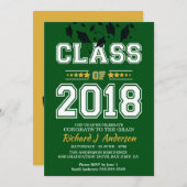 Klasse 2018 Green and Yellow Afstudeerder Party Kaart (Voorkant / Achterkant)