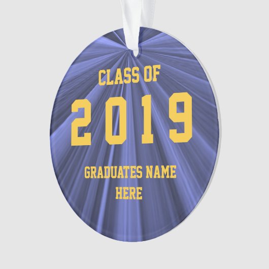 Klasse 2019 Blauwe en goudversiering door Janz Ornament (voorkant)