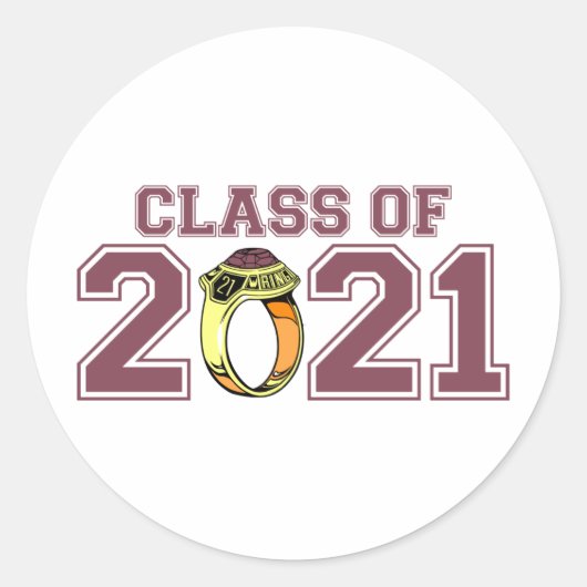 Klasse 2021 Klasse Ring (maroon) Ronde Sticker (Voorkant)