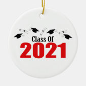 Klasse 2021 Petten en diploma's (rood) Keramisch Ornament (Voorkant)