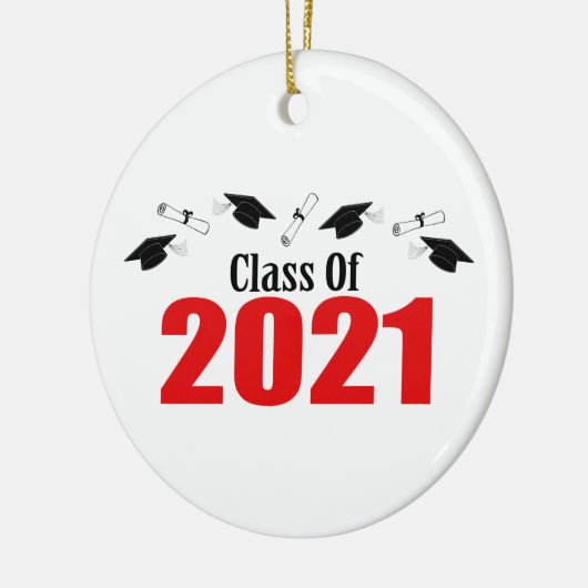 Klasse 2021 Petten en diploma's (rood) Keramisch Ornament (Links)
