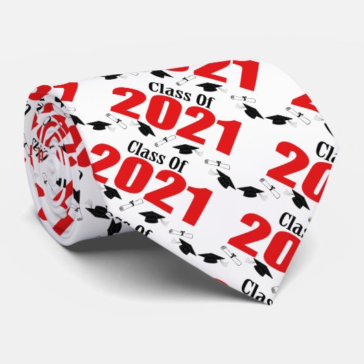 Klasse 2021 Petten en diploma's (rood) Stropdas (Opgerold)