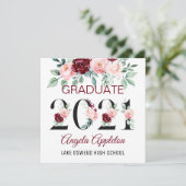 Klasse 2021 Waterverf Floral Afstuderen Card Kaart (Staand voorkant)