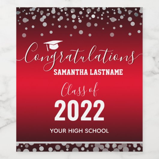 Klasse 2022 Naam Afstuderen en School Wine Labe Wijn Etiket (Enkel label)