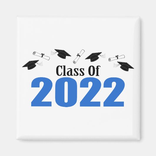 Klasse 2022 Petten en diploma's (blauw) Magneet (Voorkant)