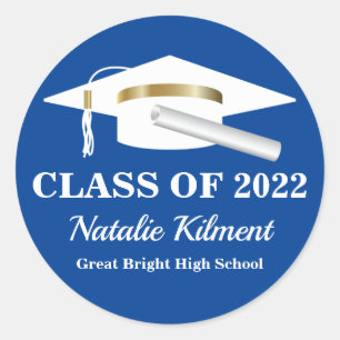 Klasse 2022 van de zeemachtblauw en goudklasse ronde sticker