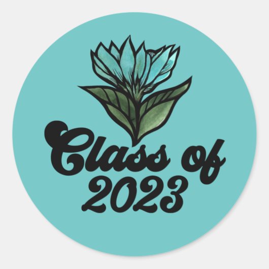 Klasse 2023 afstuderen open house party ronde sticker (Voorkant)