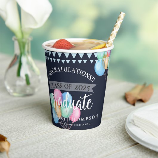 Klasse 2023 Blauw gefeliciteerd Afstuderen Papieren Bekers (Insitu)