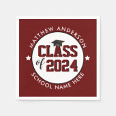 Klasse 2023 Burgundy Afstuderen Graduation Party Servet (Voorkant)