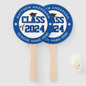 Klasse 2023 Elegant Blue Graduation Party Handwaaier (Voorkant en achterkant)