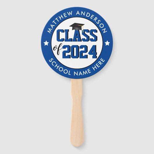 Klasse 2023 Elegant Blue Graduation Party Handwaaier (Voorkant)