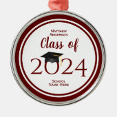 Klasse 2023 Elegant Graduation Cap Afstuderen Metalen Ornament (Voorkant)