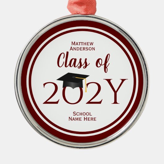 Klasse 2023 Elegant Graduation Cap Afstuderen Metalen Ornament (Voorkant)